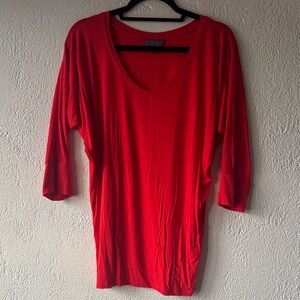 Vibrant Red V-Neck Tunic